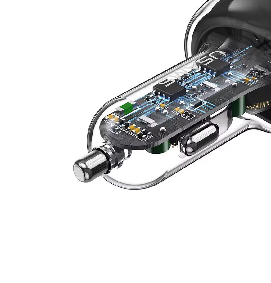 Miniatura: Cargador Auto Usams Pd30w+QC3.0 120W Luces De Colores