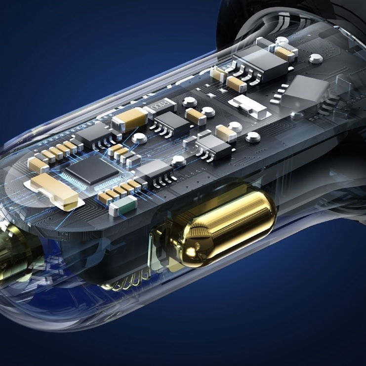 Miniatura: Cargador Auto transparente 125W 3 puertos PD+dual QC con pantalla icicle