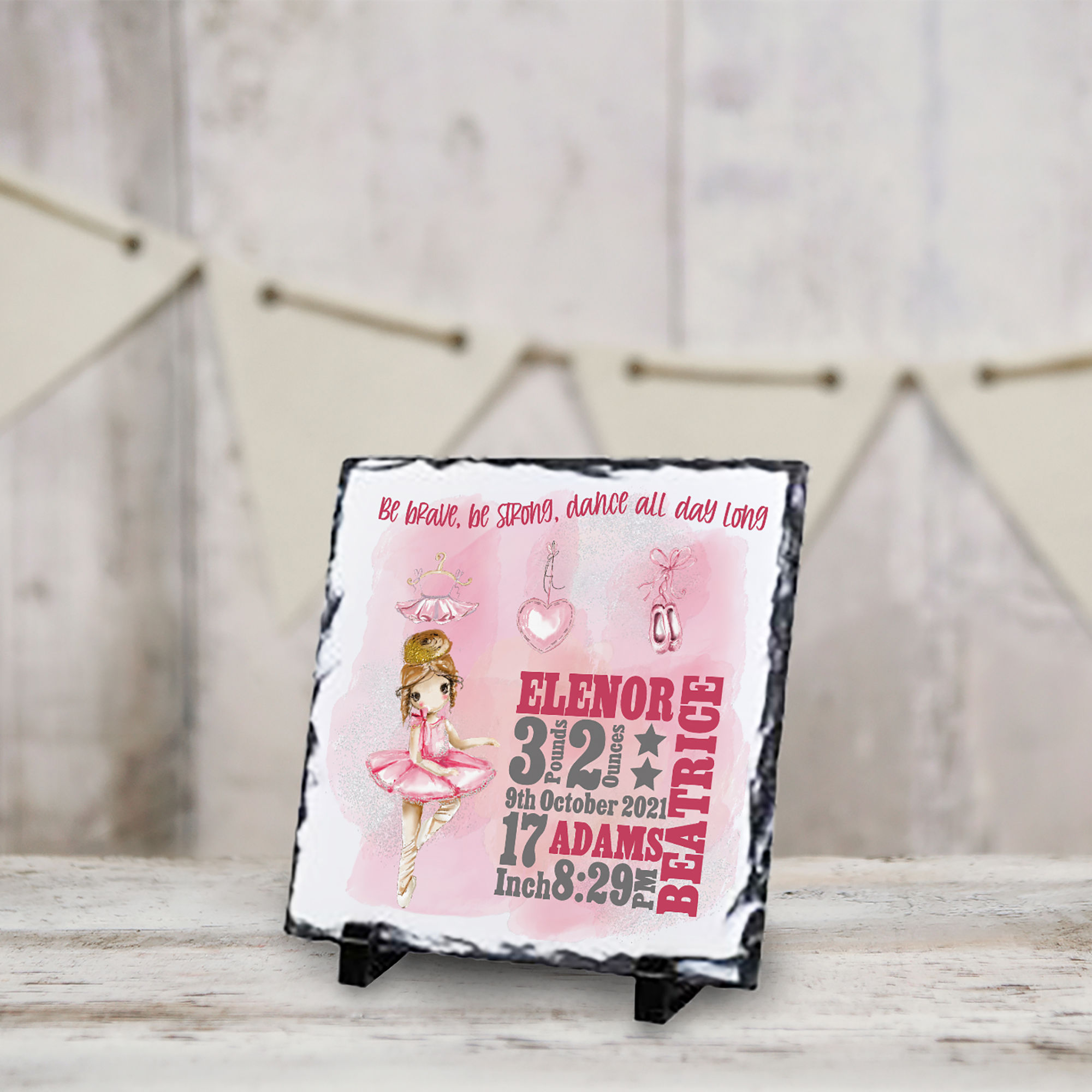 Ballerina Dreams Birth Slate