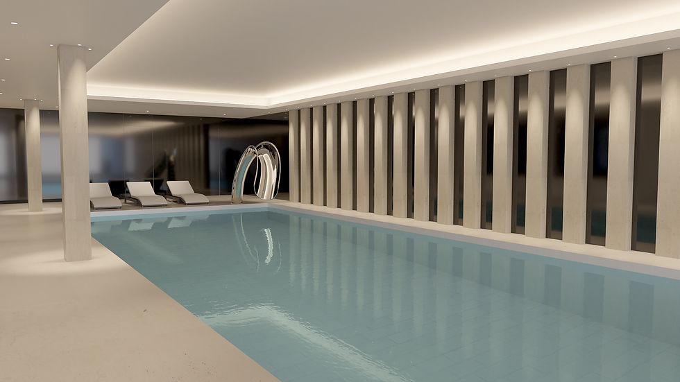 Swimming Pool and Gym 3D Rendering