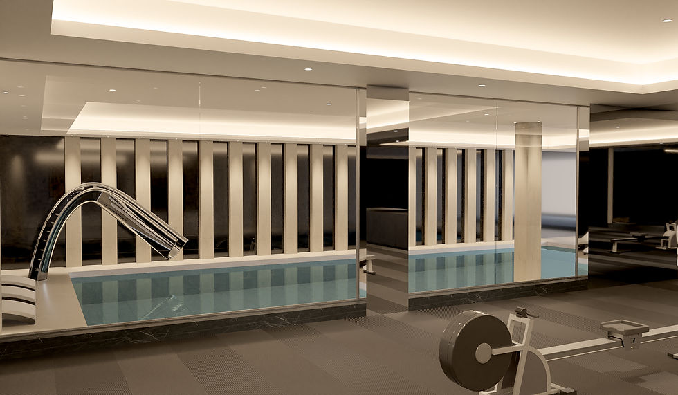 Swimming Pool and Gym 3D Rendering