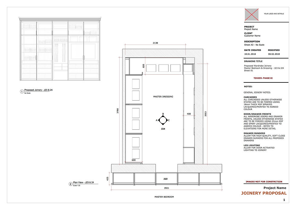 Walk-In Wardrobe CAD Drawings