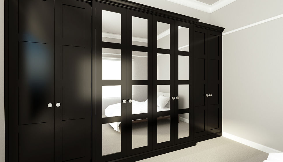 3D Rendering of a built-in wardrobe in Black