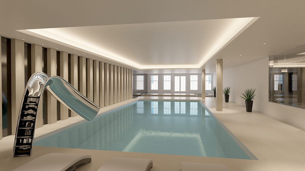 Swimming Pool and Gym 3D Rendering