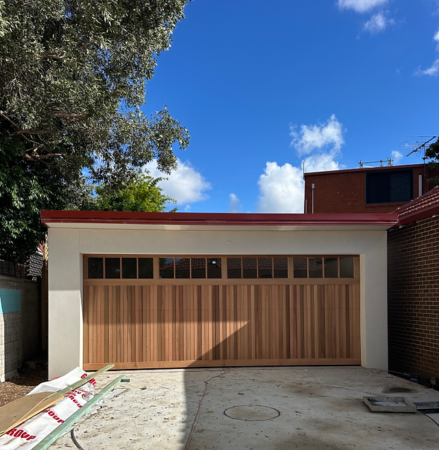Western Red Cedar timber Hamptons style custom garage door