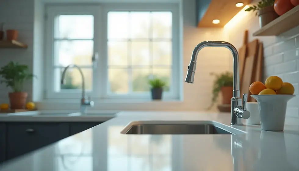 High angle view of a pest control professional inspecting a kitchen