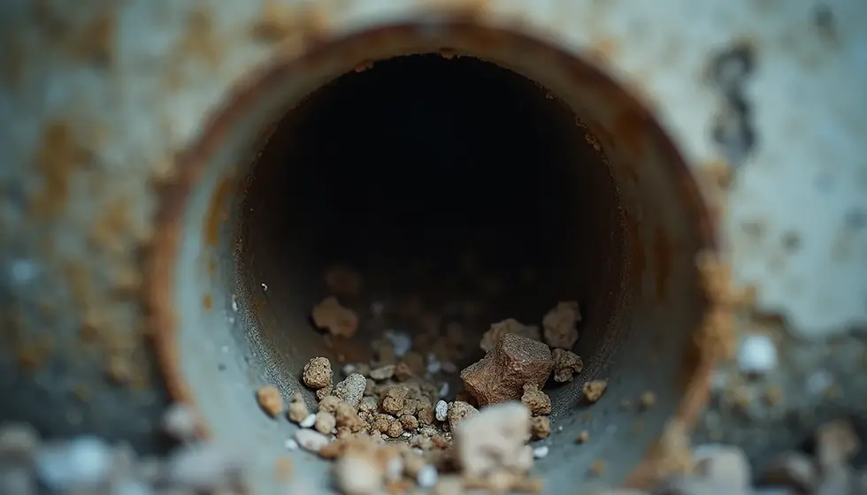 Close-up view of a clogged AC drain line