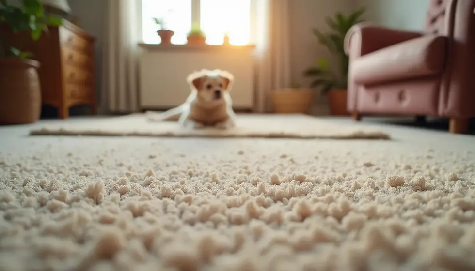 Eye-level view of Stainmaster PetProtect carpet in a pet-friendly home
