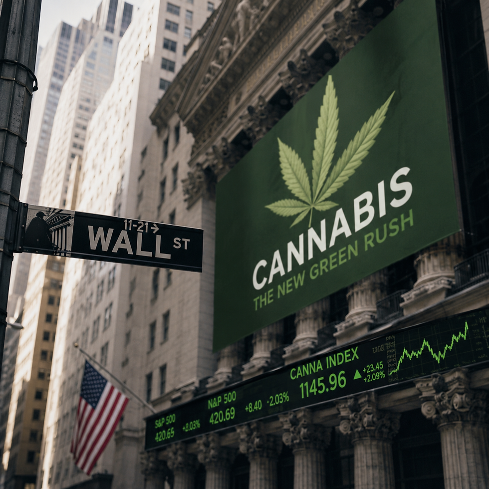 Cannabis stock uplisting and institutional investment growth represented through stock market imagery