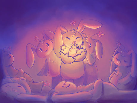 Creatures holding fruit