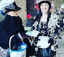 Pearly queen of Greenwich, charity fund raising, community mural celebrating cockney cultu