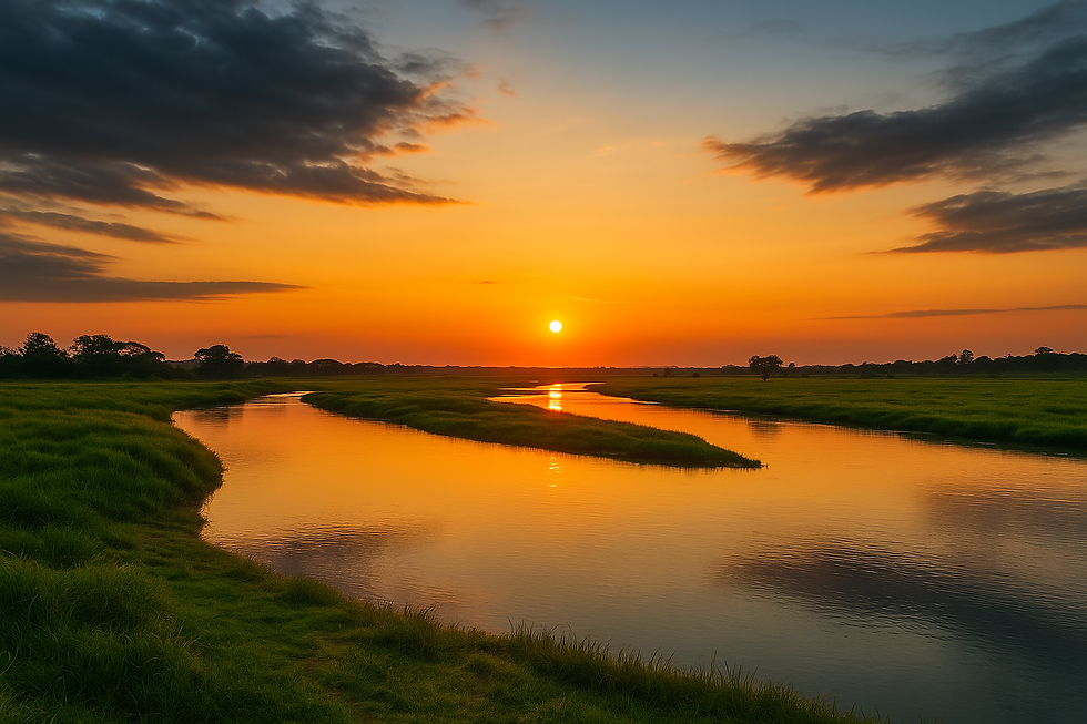 Typischer Sonnenuntergang über Paraguays Flusslandschaft – Natur pur und Weite genießen.