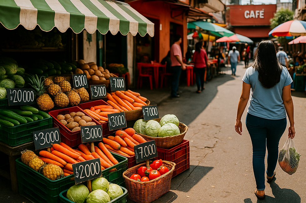 Straßenmarkt in Paraguay: Frische Lebensmittel zu günstigen Preisen.