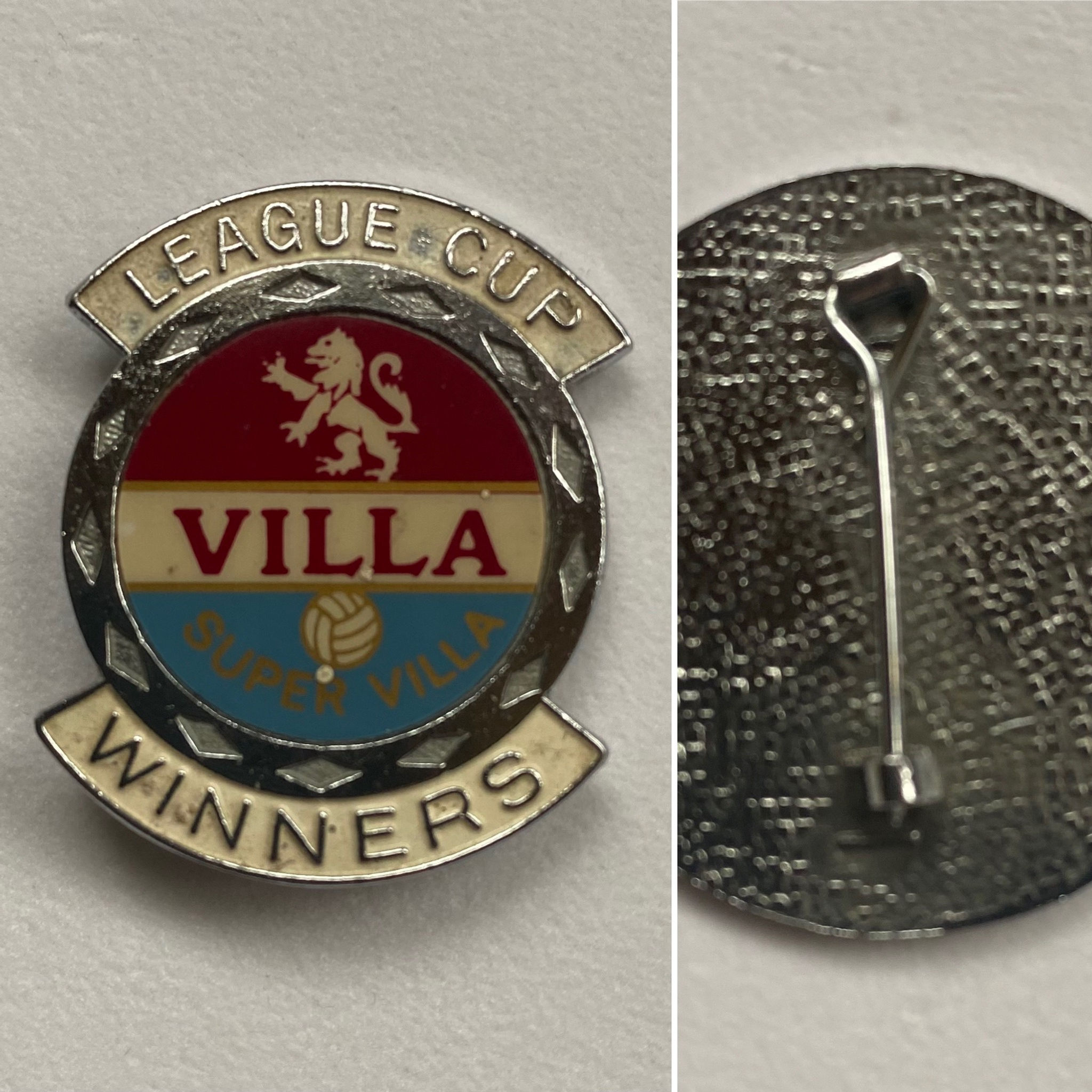 Aston Villa Vintage Pin badge  -League Cup Winners SUPER VILLA