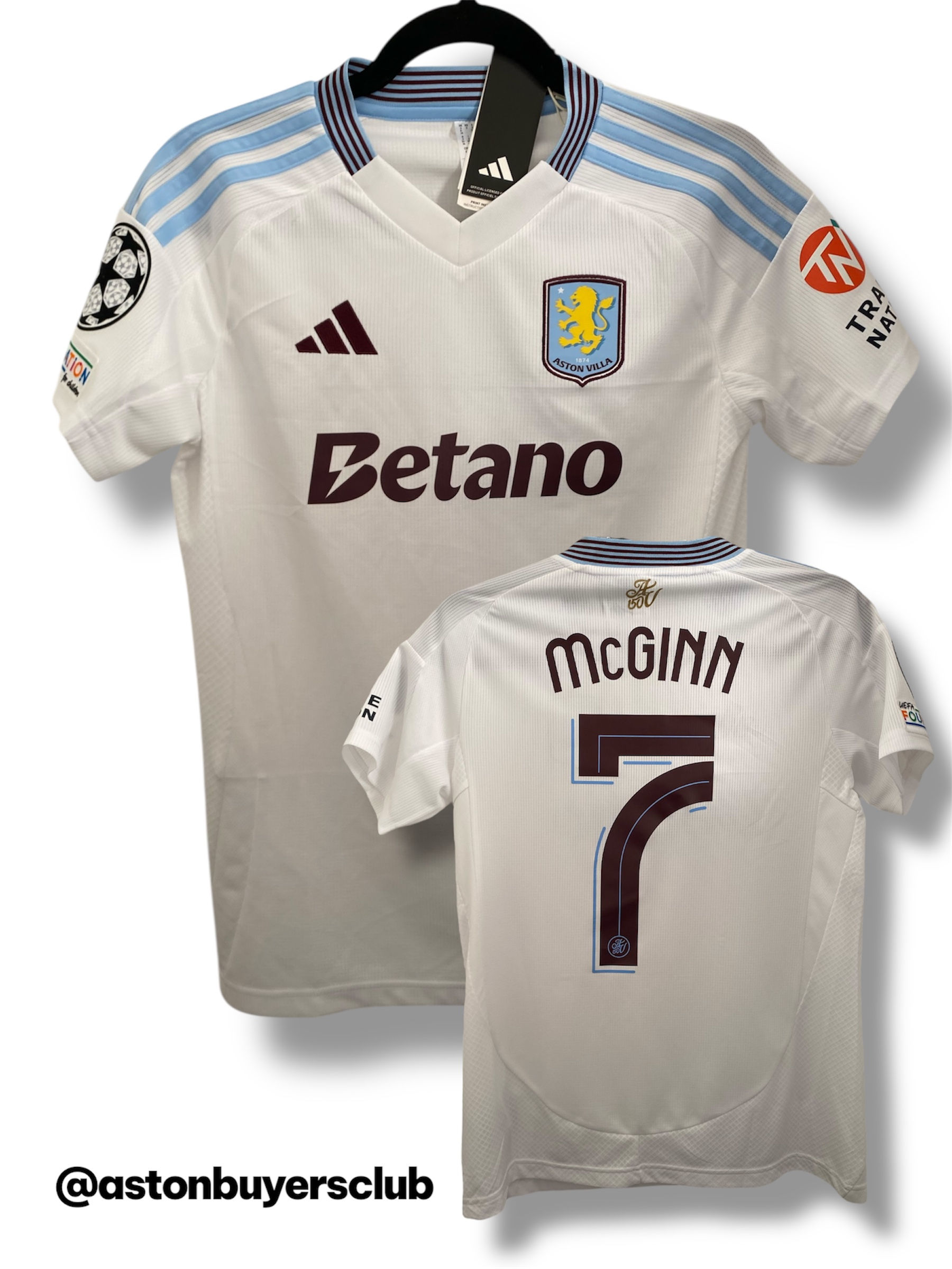 WOMENS - Aston Villa Adidas 2024/25 Away Shirt Small (UK8-10) - McGINN 7 - BNWT