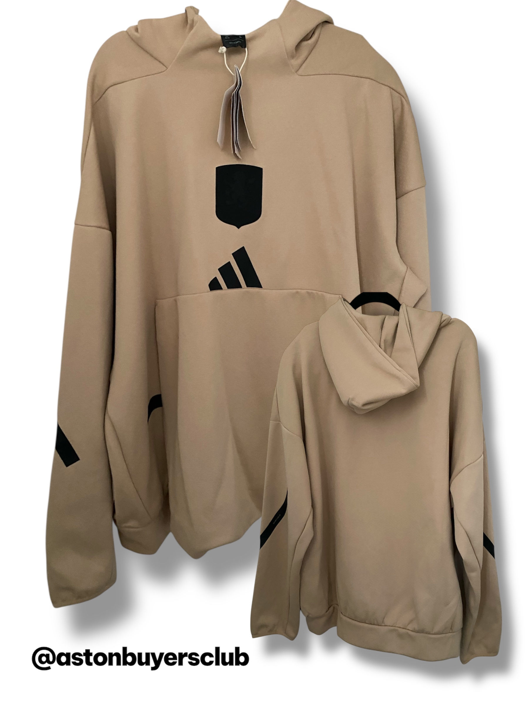 Aston Villa Adidas ZNE Hoodie Size XL -Beige
