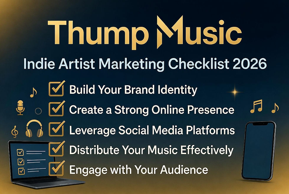 Thump Music Indie Artist Marketing Checklist 2026 – Quick Wins for Your Release | Thump Music