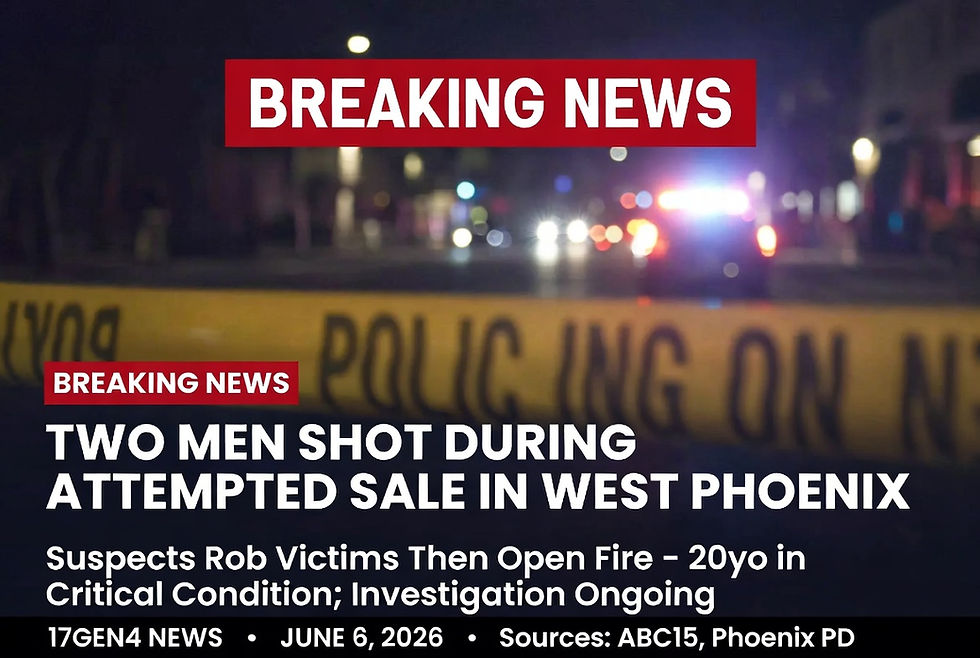 Two Men Shot in West Phoenix During Attempted Sale Robbery; 20-Year-Old in Critical Condition | 17GEN4 News