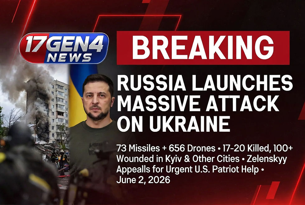 Russia Launches Massive Missile & Drone Attack on Ukraine – At Least 17 Killed, Zelenskyy Urges Urgent U.S. Help | 17GEN4 News