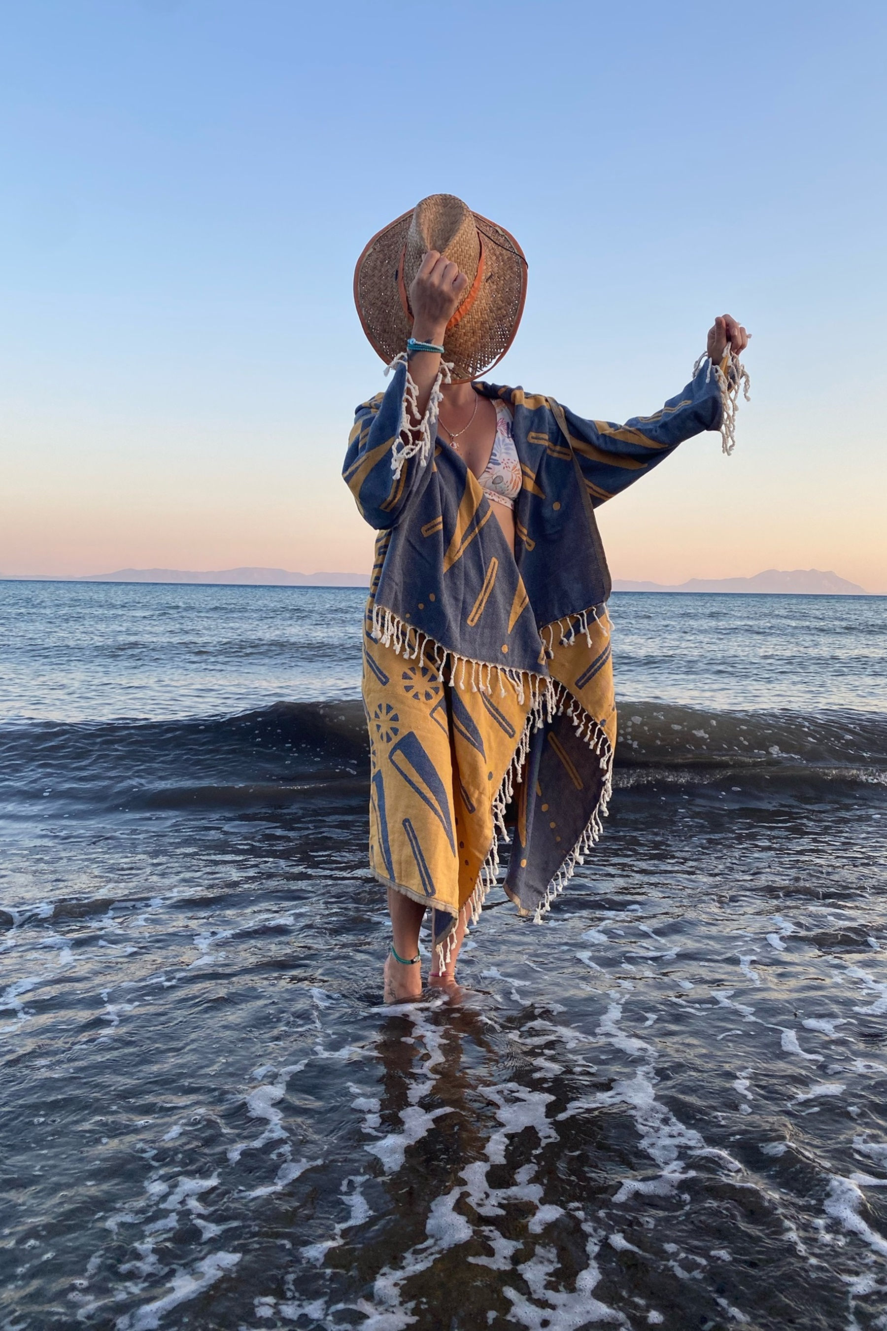 Jakarlı Dokuma Organik Pamuk Giyilebilir  Peştemal