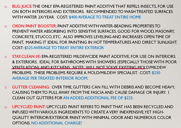 Optional Services List Photo, Optional Add-Ons