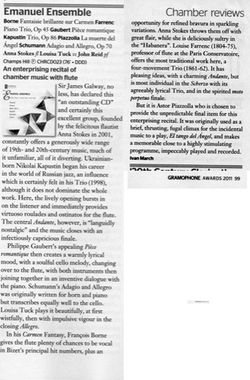 Gramophone Review Oct 2011 - Emanuel Ensemble-Anna Stokes Flute