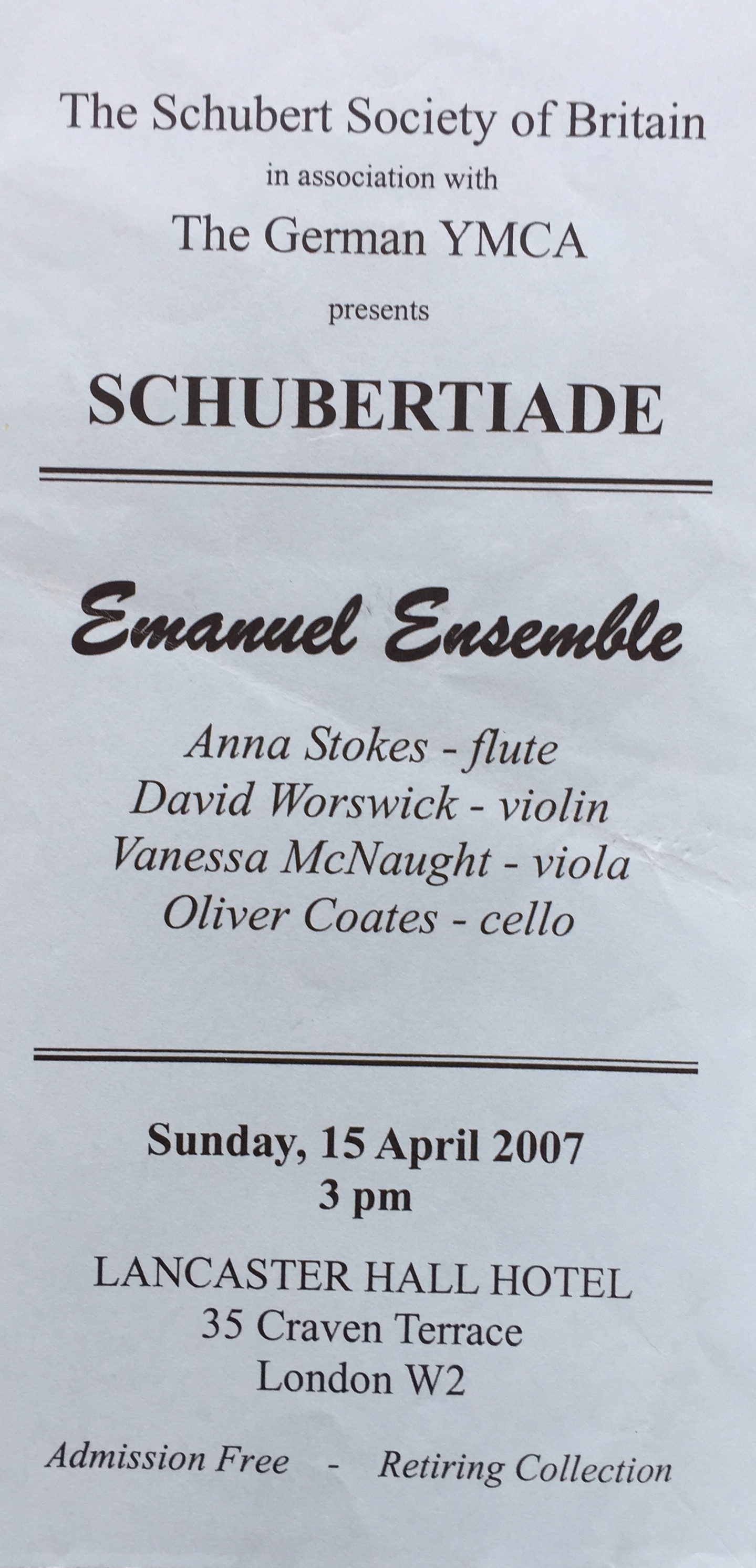 Schubert Society-Emanuel Ensemble-Anna Stokes Flute