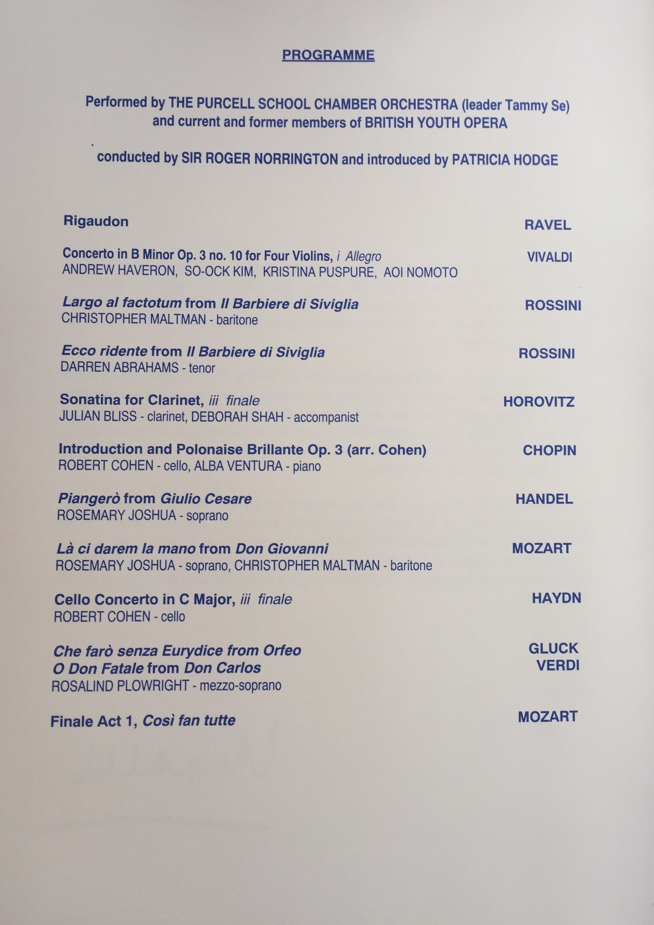 Windsor Castle Gala Concert-Purcell school and BYO Programme-Anna Stokes Flute
