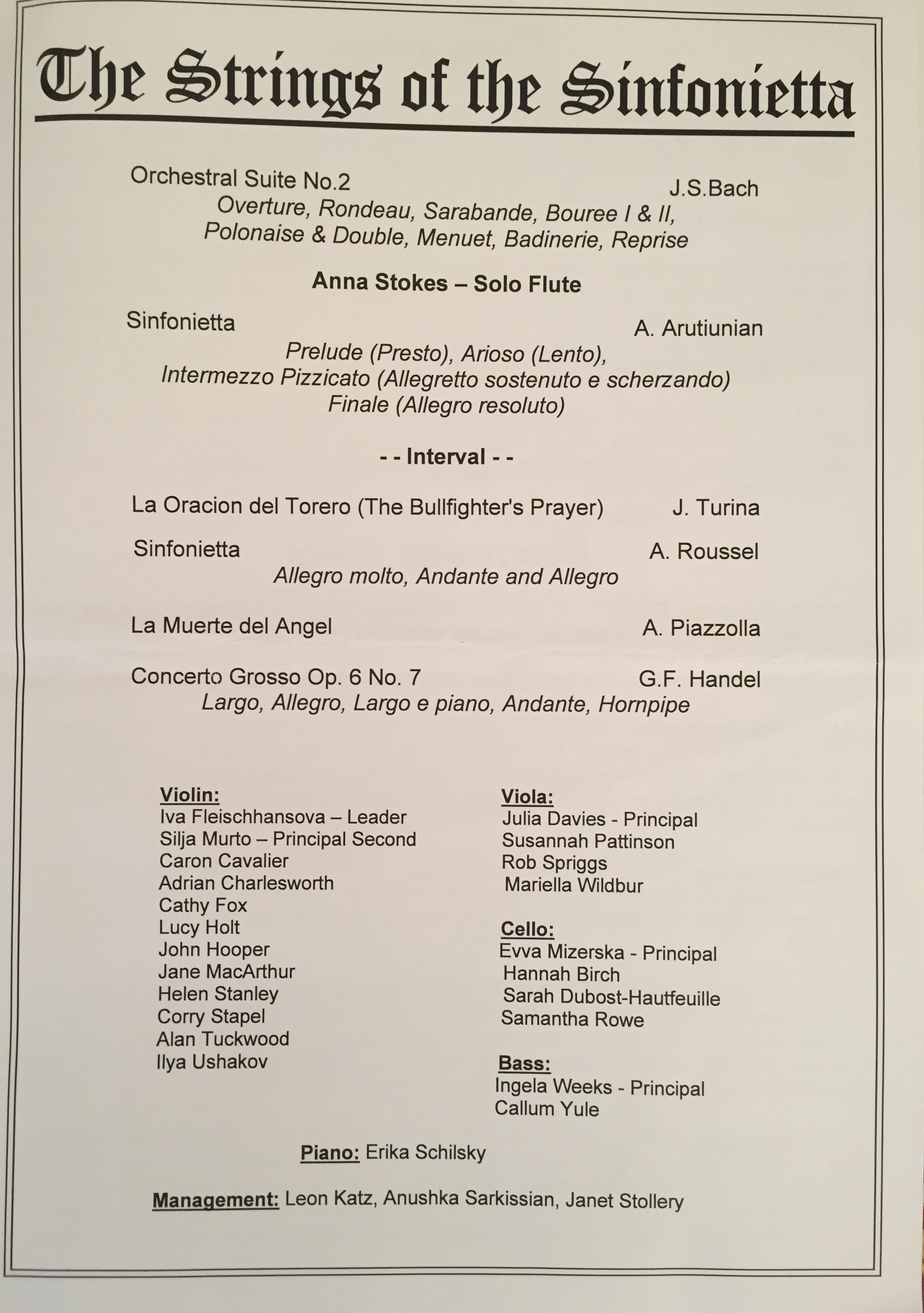 Anna Stokes-Flute-JS Bach Suite in B Minor with Sinfonietta of Oxted-St James' Piccadilly