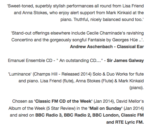 Luminance CD Quotes 2-Anna Stokes and Lisa Friend Flutes