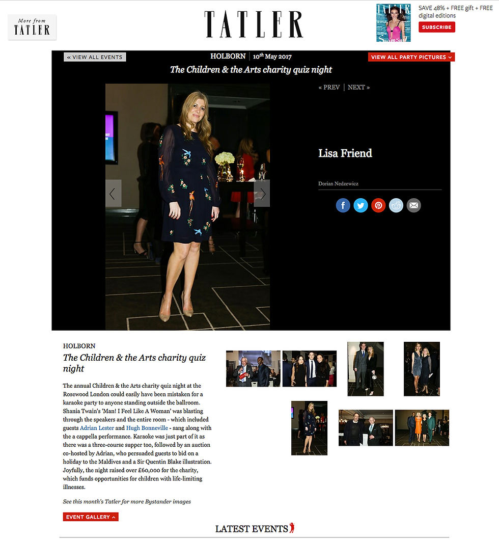 Lisa Friend-Tatler Article-Children and the Arts Charity Event