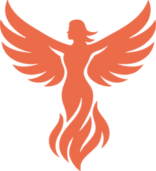 Phoenix Woman - an orange phoenix rising up from the flames.