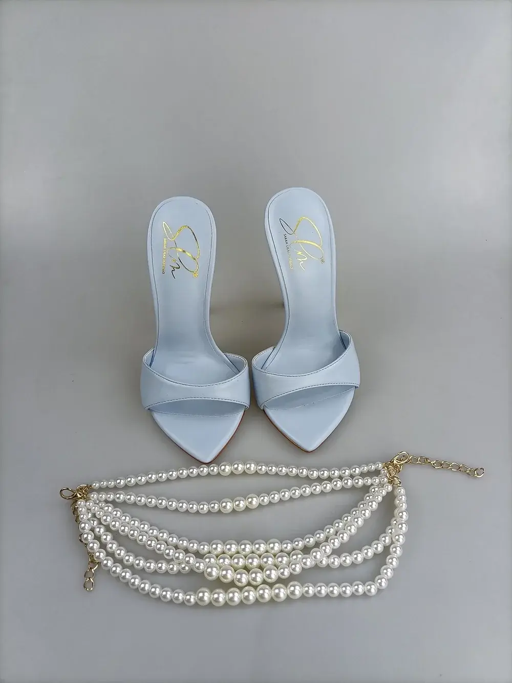 Blue Heeled Mules
