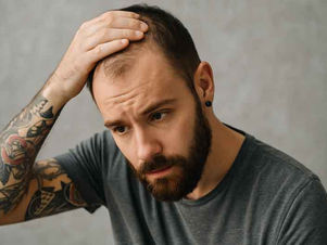 Hombre con caída de cabello masculina