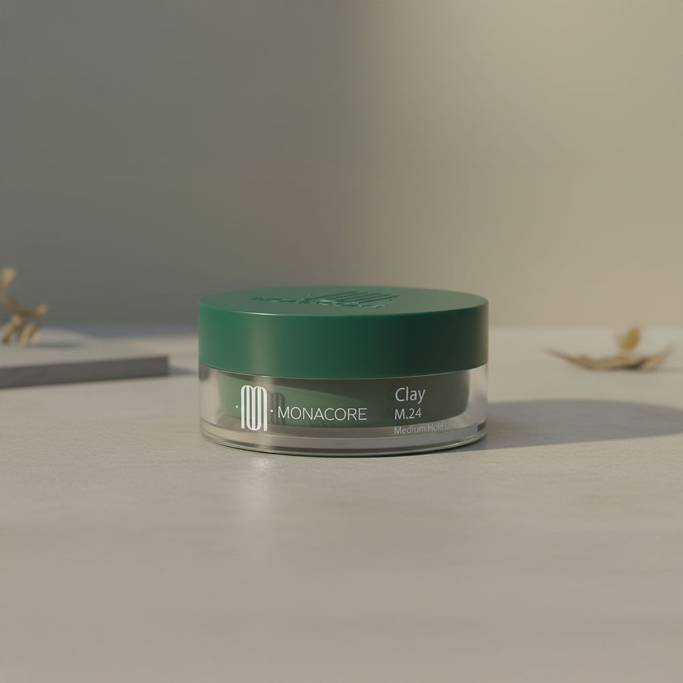 חימר לשיער MONACORE בשימוש – סטיילינג שיער גברי במראה טבעי עם אחיזה בינונית וסמי מט