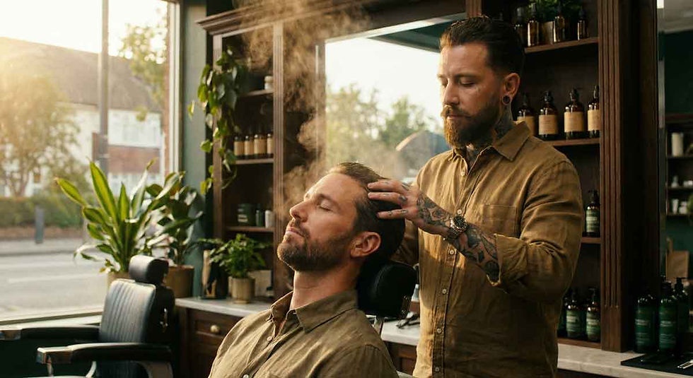 Representación del ritual de cuidado del microbioma con aceites naturales, siguiendo el estándar de calidad y bienestar de SKRILOV.