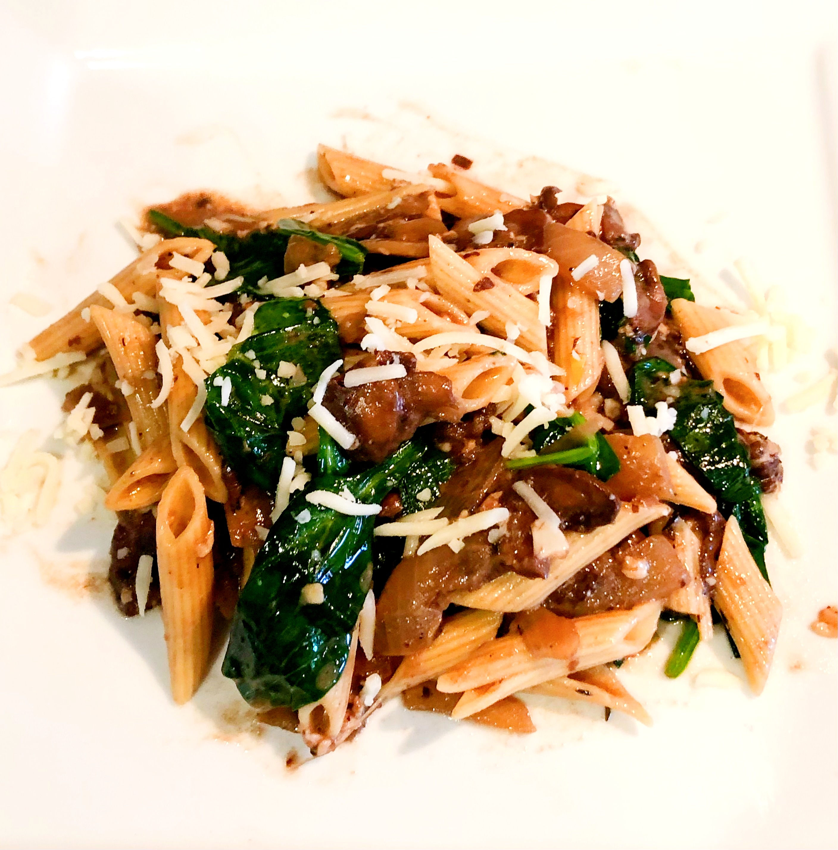 Keto Creamy Balsamic Mushroom & Spinach Pasta