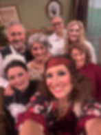 The cast of Blithe Spirit gathers for a group photo before taking the stage.