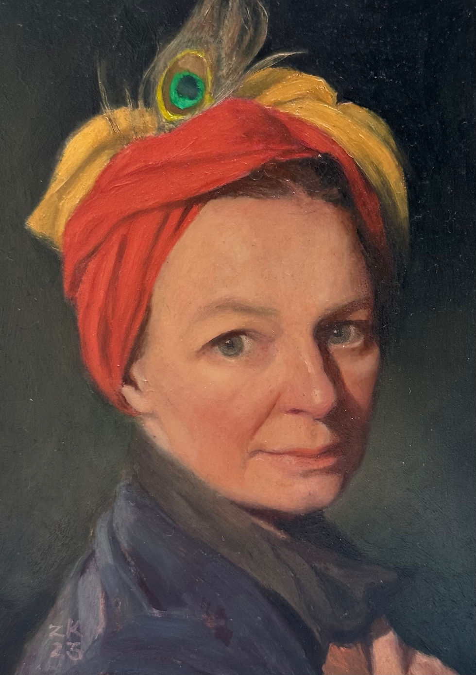 Zara Kuchi-Woman with Peacock Feather Study