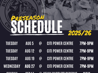 Pre Season Training Dates 2025/26