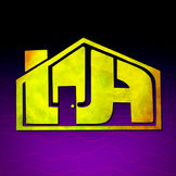 Logo design with initials LJA in the shape of a house in yellow