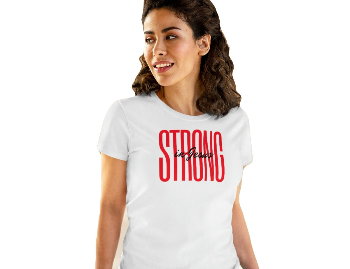 Strong in Jesus Red Women's T-shirt