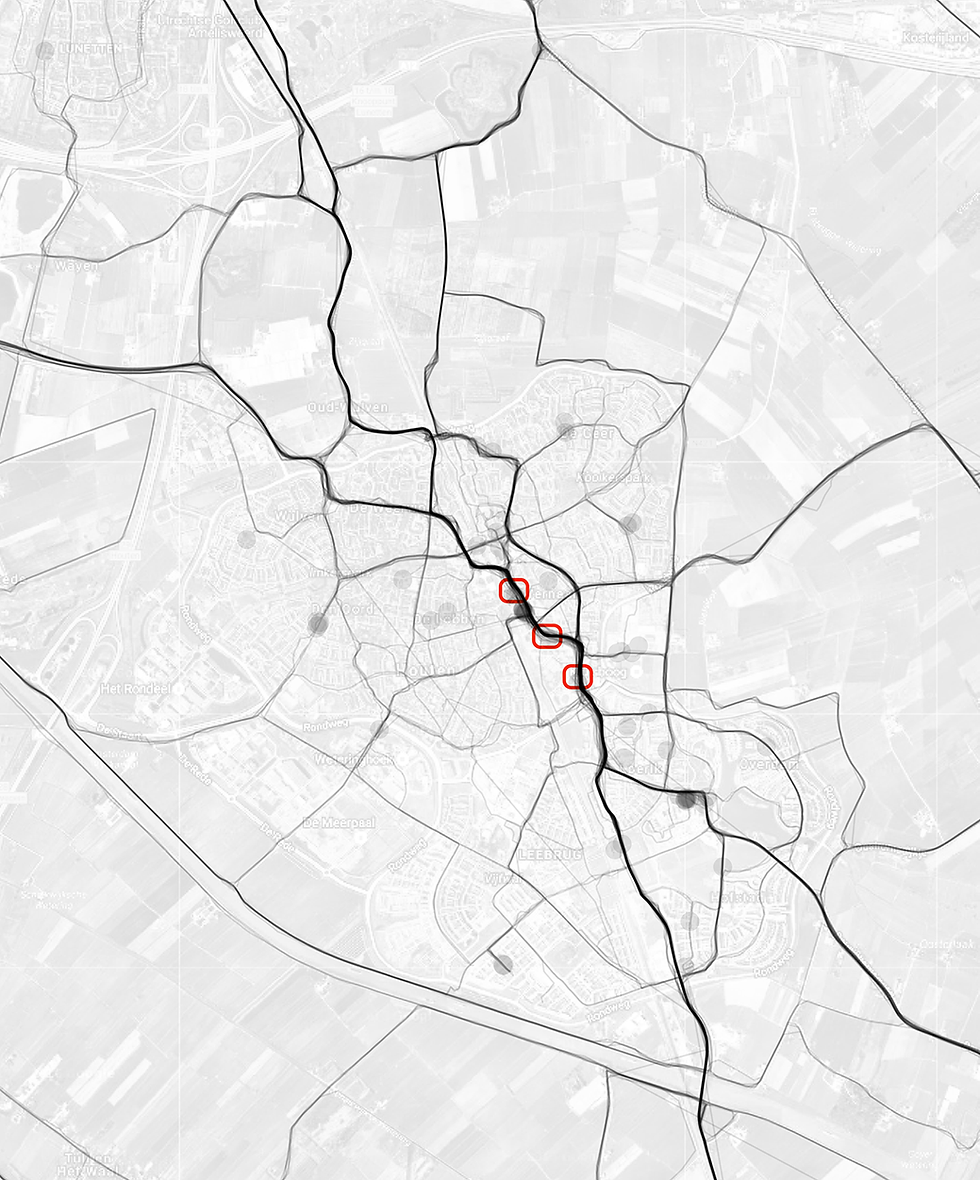 Houten fietsers routekeuzes