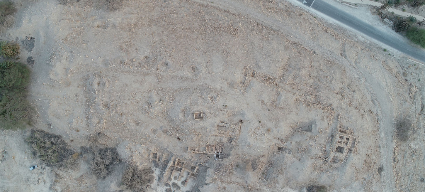 Aerial view of Tel Goren and the road nearby