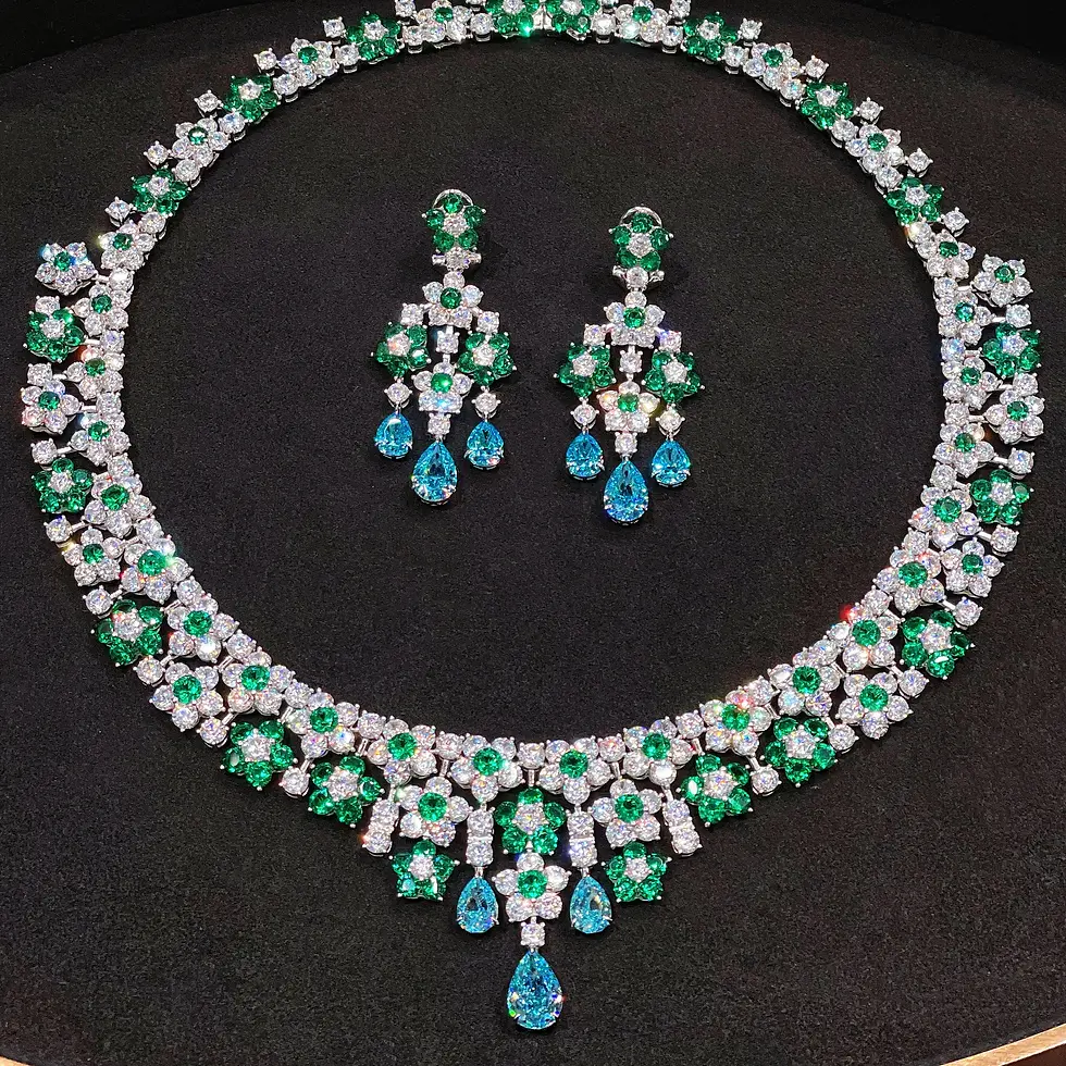 Thumbnail: Gethsemane Emerald & Aquamarine Floral Suite
