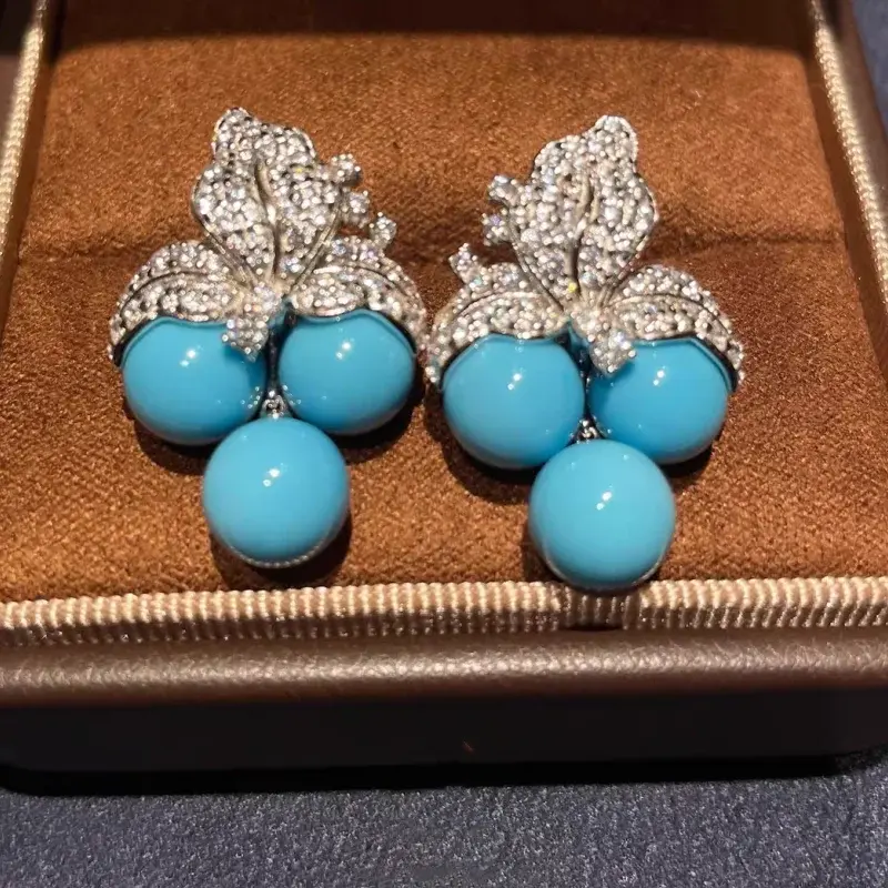 Thumbnail: The Lyra Turquoise Leaf Drop Earrings