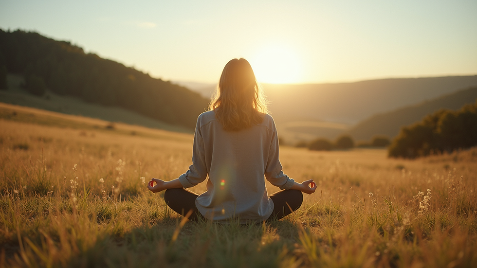 Vue rapprochée d'une personne méditant en pleine nature