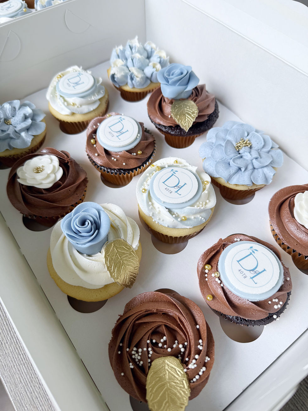 Dusty Blue Anniversary Cupcakes Vanilla and Chocolate