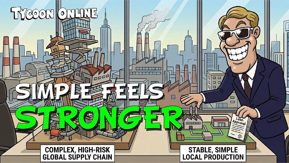 Tycoon Online boss compares a complex, high-risk global supply chain with a stable, simple local production setup.