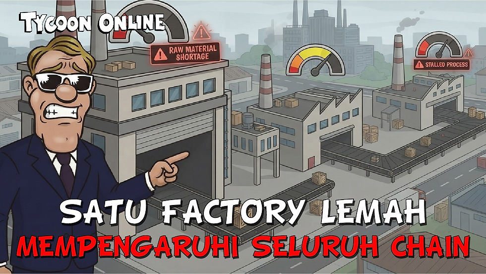 Rex menunjuk factory dengan peringatan raw material shortage sementara factory lain menunjukkan stalled process.